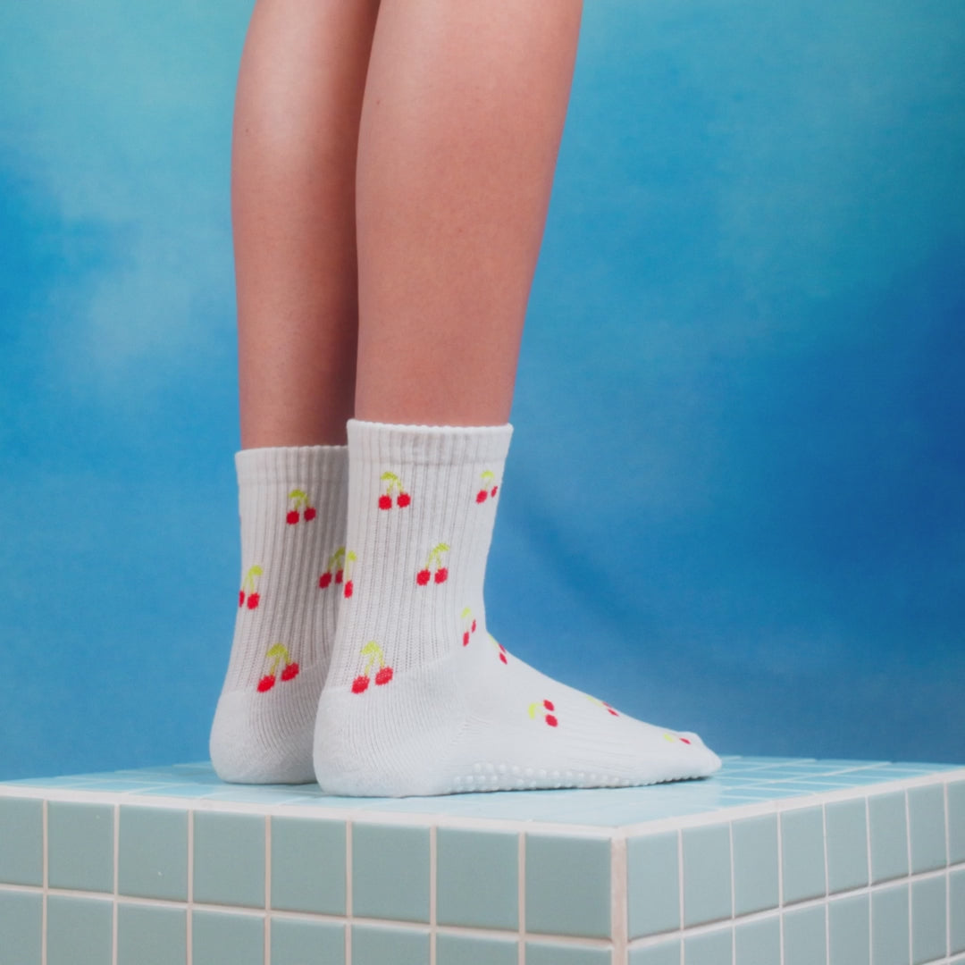 Crew Non Slip Grip Socks - Cherry