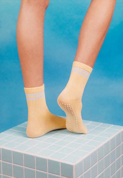 Crew Non Slip Grip Socks - Yellow Stripe