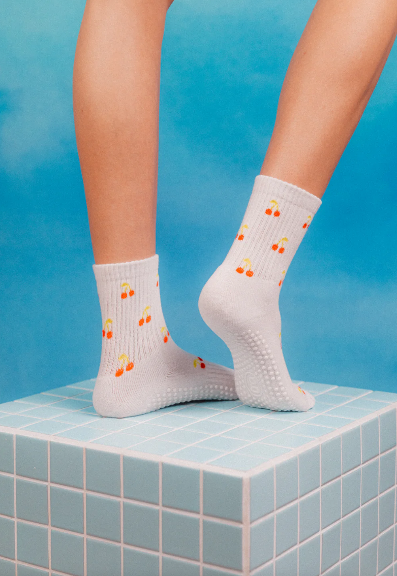 Crew Non Slip Grip Socks - Cherry