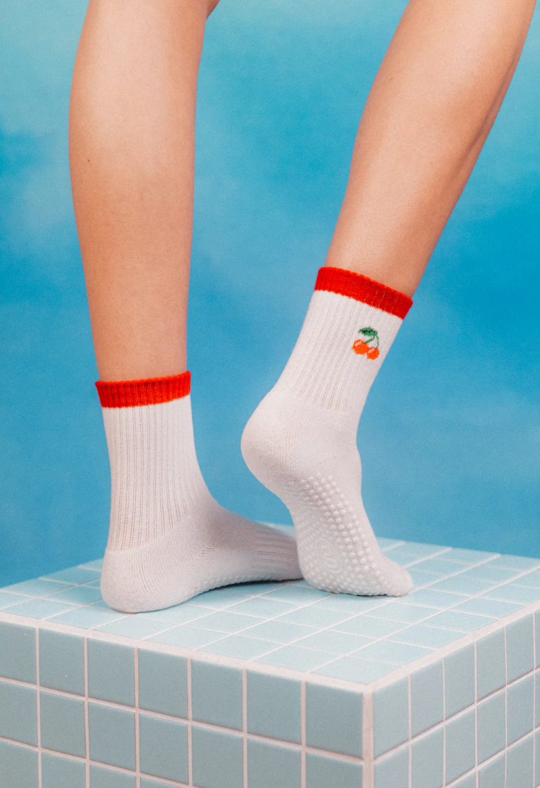 Crew Non Slip Grip Socks - Cherry Red