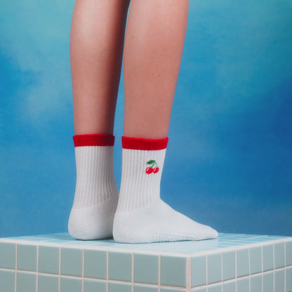 Crew Non Slip Grip Socks - Cherry Red